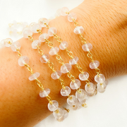 Rose Quartz Gold Plated 925 Sterling Silver Wire Chain.